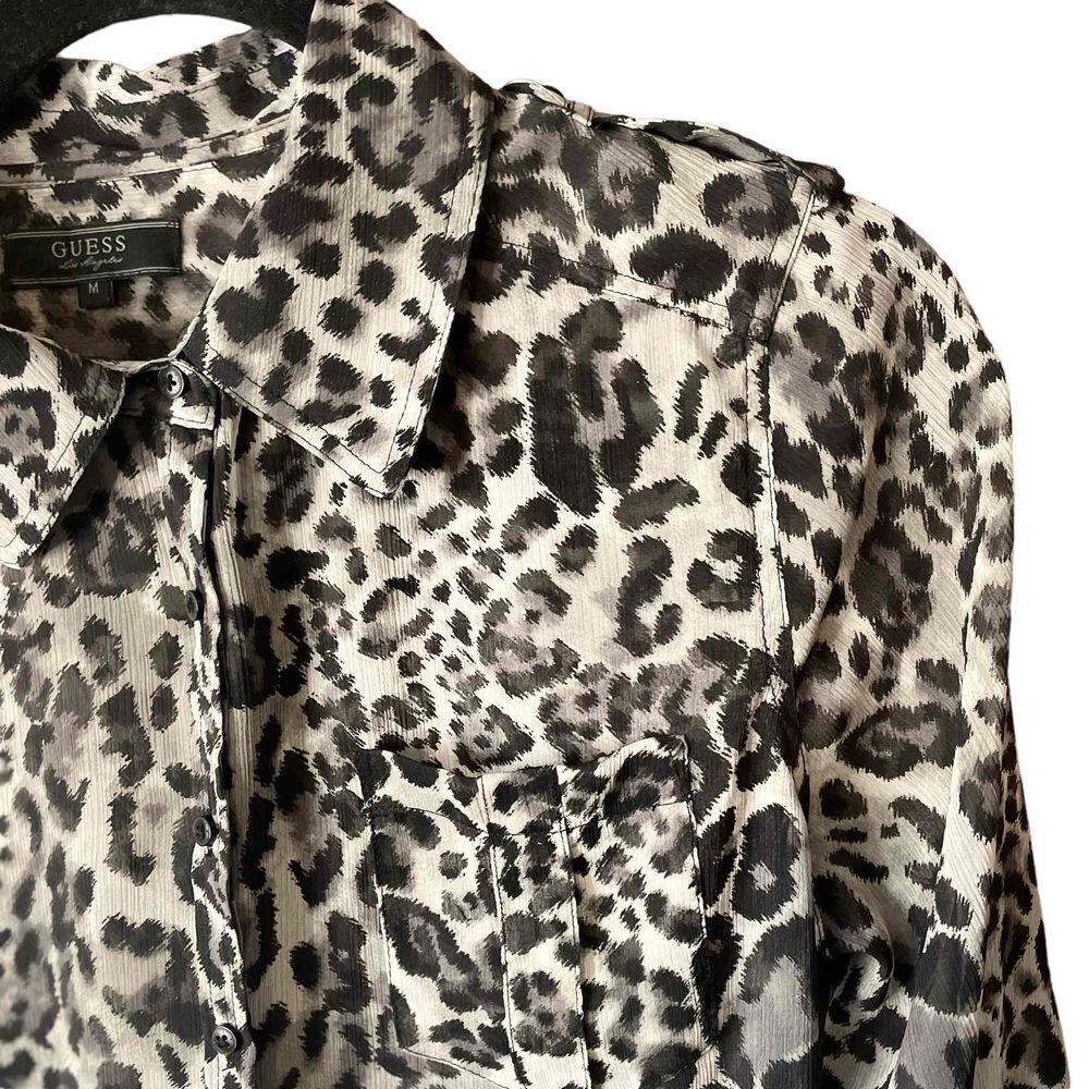 Guess Long Sleeve Leopard Print Button-Down Blous… - image 2